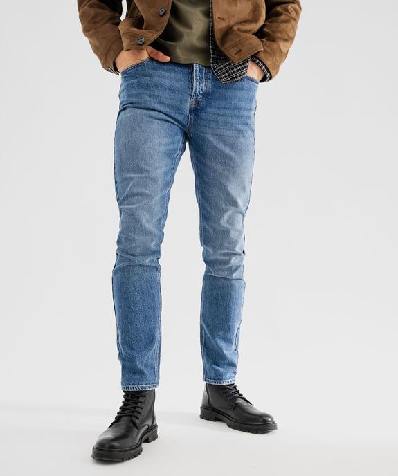 Jean straight en denim de coton stretch délavé homme vue2 - GEMO 4G HOMME - GEMO