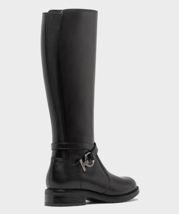 Bottes cavalières en cuir à zip et élastiques femme - Tanéo vue4 - TANEO - GEMO