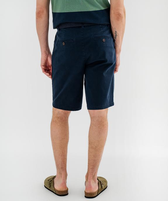 Bermuda en coton extensible coupe Regular avec ceinture tressée homme vue3 - GEMO 4G HOMME - GEMO