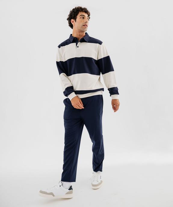 Sweat à rayures avec col chemise homme vue6 - GEMO (HOMME) - GEMO