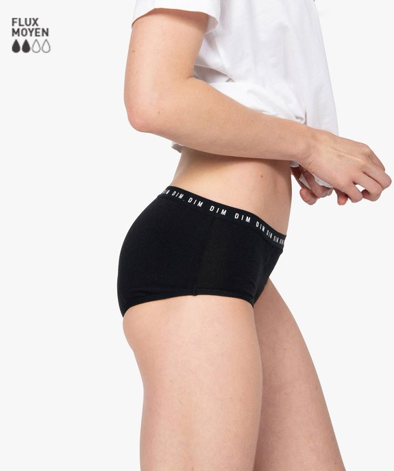 Shorty menstruel lavable en coton noir - Dim Protect vue1 - DIM - GEMO
