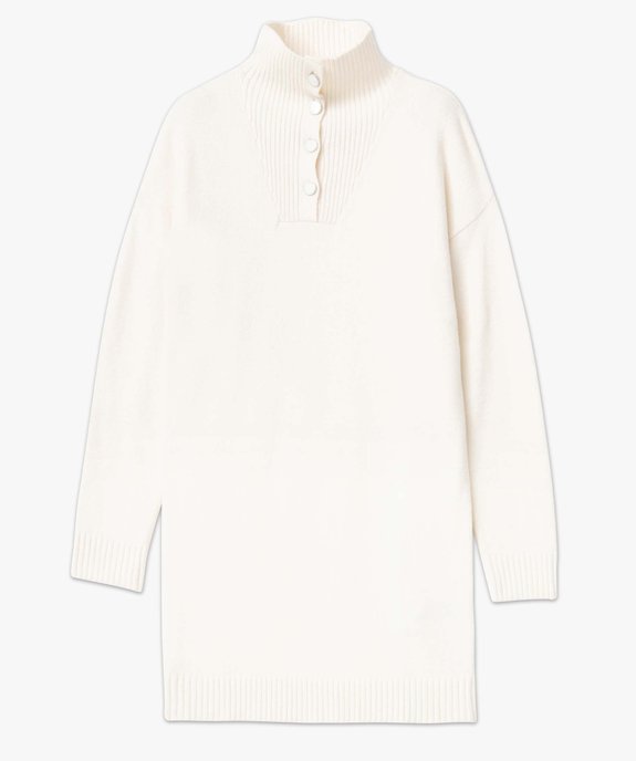 Robe pull femme avec col montant boutonné vue4 - GEMO(FEMME PAP) - GEMO