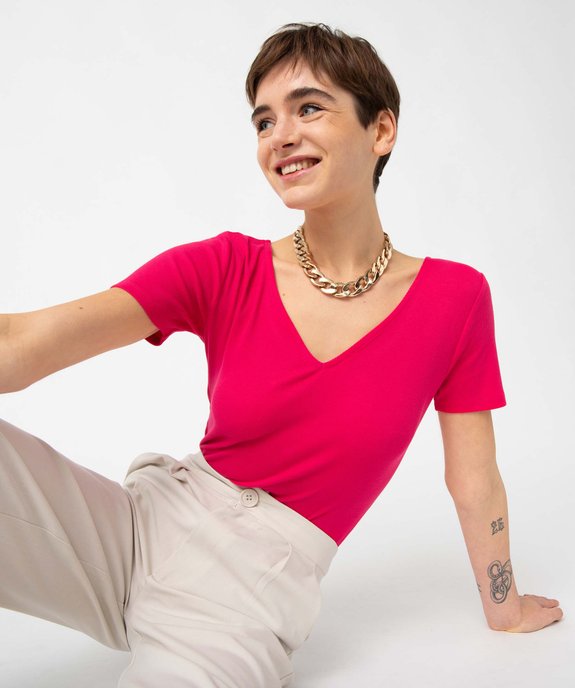 Body femme à manches courtes avec double décolleté vue6 - GEMO(FEMME PAP) - GEMO