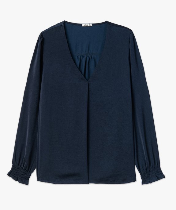 Blouse femme à manches longues avec col V vue4 - GEMO 4G FEMME - GEMO