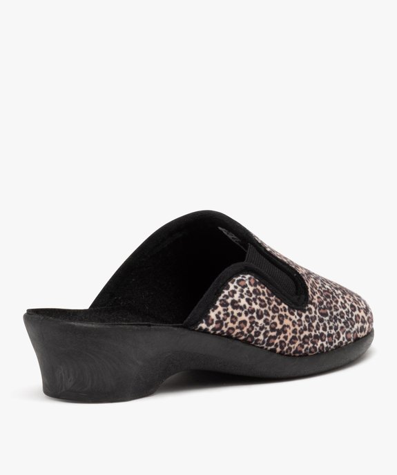 Chaussons femme mules confort compensées à motif léopard vue4 - GEMO(HOMWR FEM) - GEMO