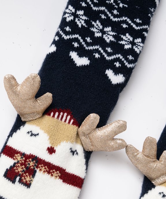 Chaussettes d'intérieur doublées bouclette spécial Noël femme vue3 - GEMO(HOMWR FEM) - GEMO