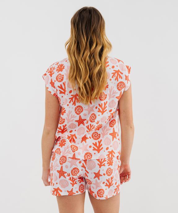 Ensemble pyjashort en coton à motifs marins femme vue3 - GEMO 4G FEMME - GEMO