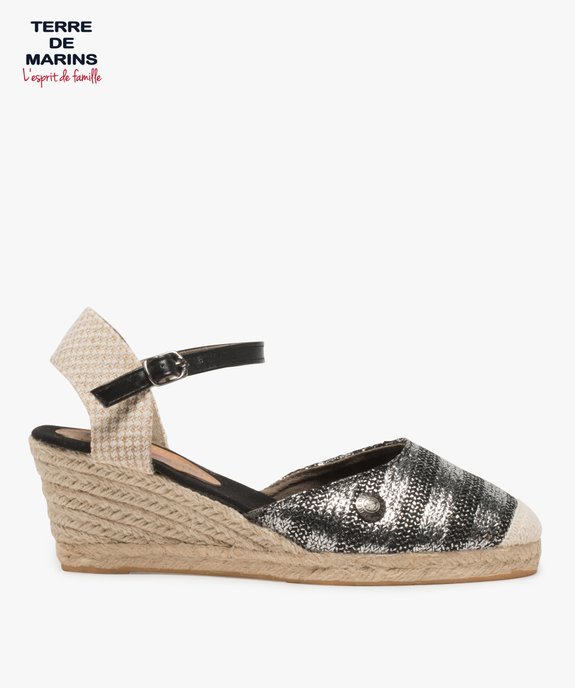 Sandales femme en toile à talon compensé – Terre de Marins vue1 - TERRE DE MARINS - GEMO