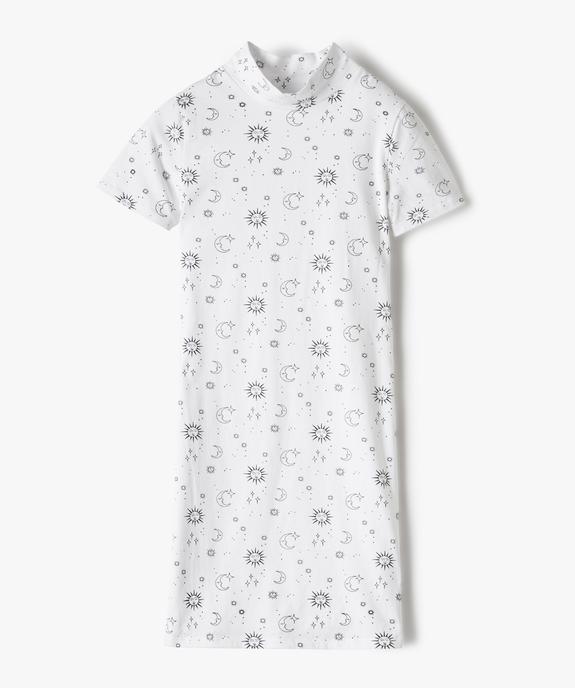 Robe fille à manches courtes avec motifs pailletés vue1 - GEMO (JUNIOR) - GEMO