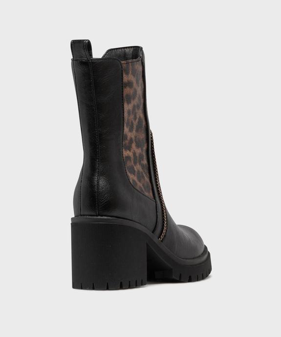 Boots avec empiècement léopard et semelle crantée femme - Emilia Rosa vue4 - EMILIA ROSA - GEMO