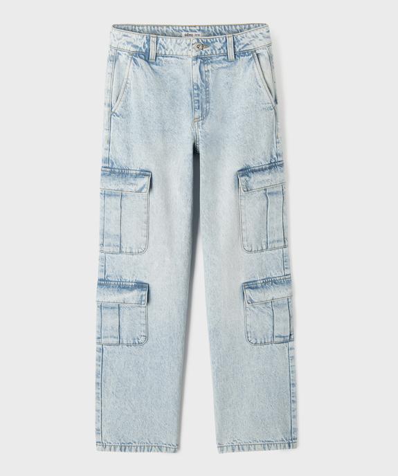 Jean Straight cargo avec taille ajustable fille vue1 - GEMO (JUNIOR) - GEMO