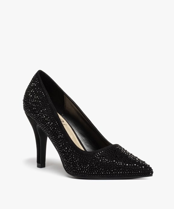 Escarpins femme unis à strass et bout pointu vue2 - GEMO(URBAIN) - GEMO