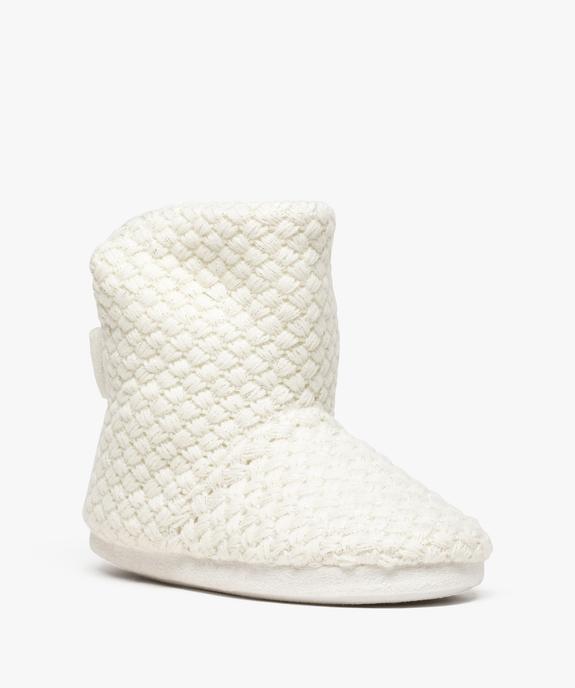 Chaussons femme boots en maille avec nœud à l’arrière vue2 - GEMO(HOMWR FEM) - GEMO
