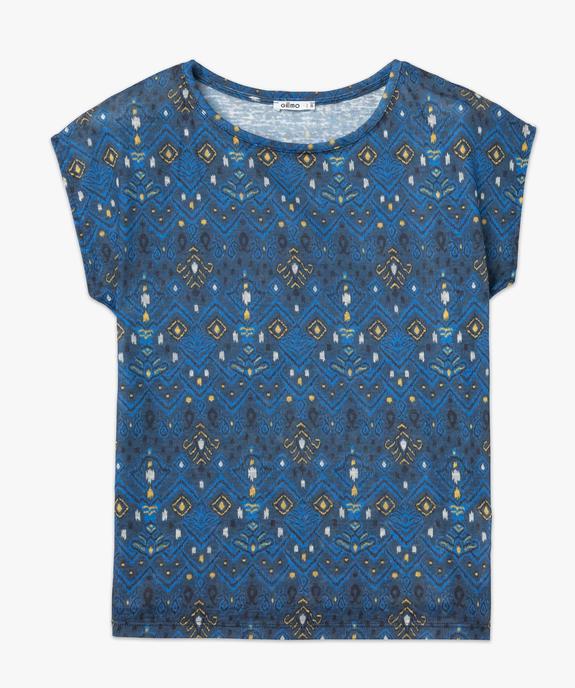 Tee-shirt femme à manches courtes imprimé en maille fine vue4 - GEMO(FEMME PAP) - GEMO