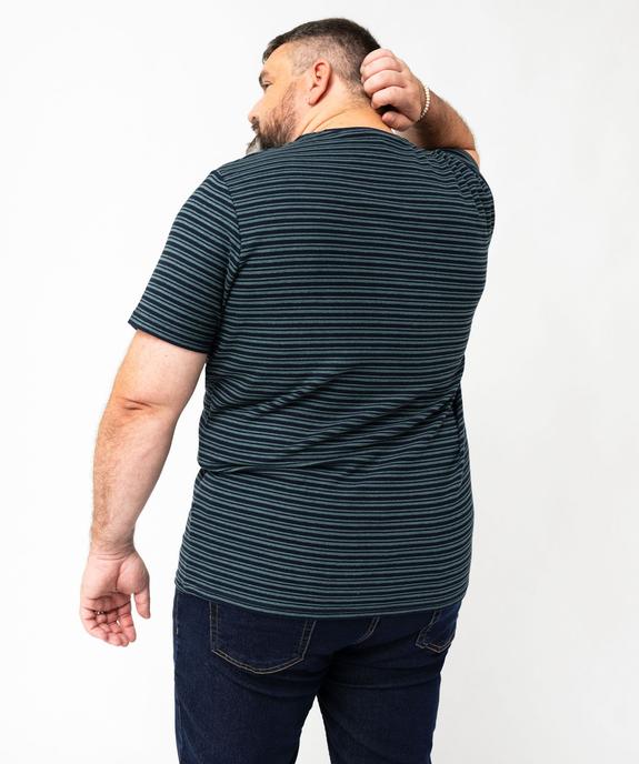 Tee-shirt à manches courtes en maille texturée à rayures homme vue7 - GEMO