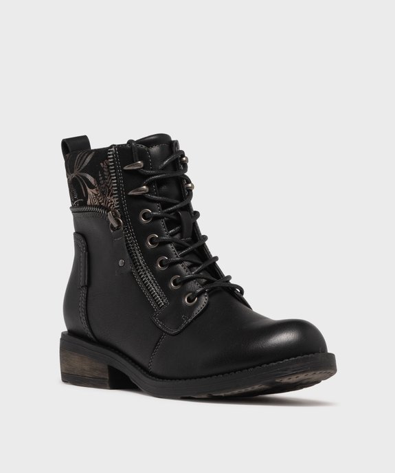 Boots femme à lacets avec col fantaisie et zip  vue9 - EMILIA ROSA - GEMO
