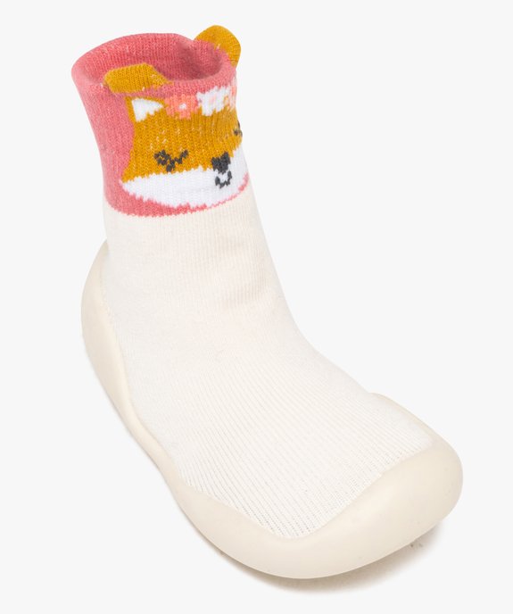 Chaussons bébé fille forme chaussette avec semelle anti-dérapante vue5 - GEMO (ENFANT) - GEMO