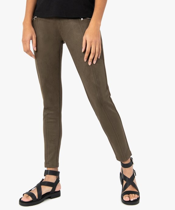 Pantalon femme en suédine coupe slim vue1 - GEMO(FEMME PAP) - GEMO