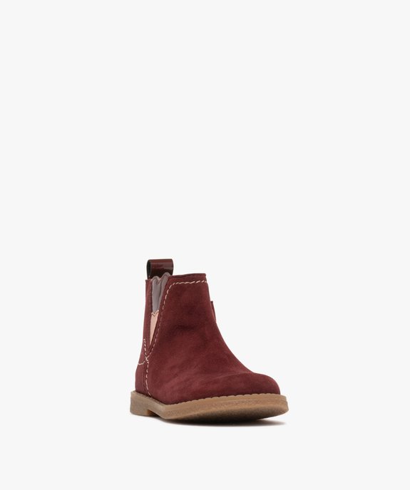 Bottes bébé fille en cuir suédé à zip détails petits coeurs - NA! vue3 - NA! - GEMO