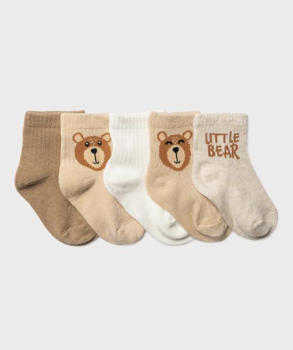Chaussettes en maille côtelée bébé garçon (lot de 5 paires) vue1 - GEMO 4G BEBE - GEMO