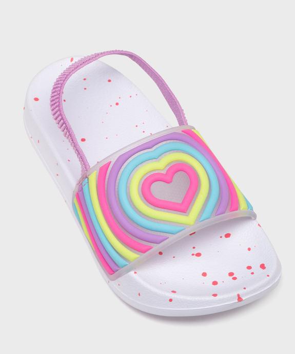 Mules de piscine avec bride cheville élastique et bandeau imprimé fille  vue5 - GEMO (PLAGE) - GEMO
