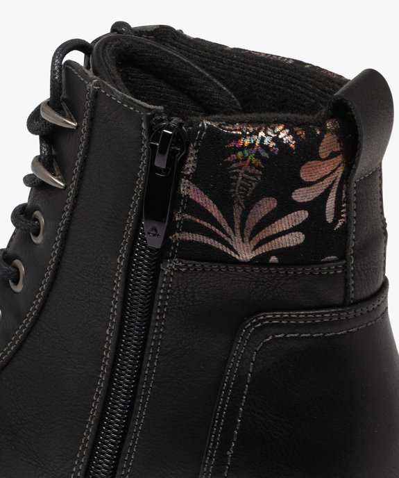 Boots femme à lacets avec col fantaisie et zip  vue7 - EMILIA ROSA - GEMO