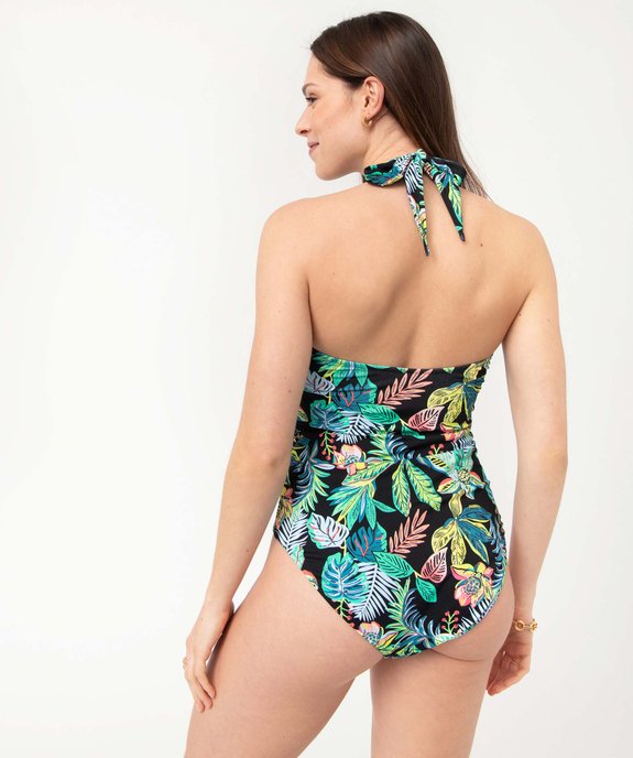 Maillot de bain femme 1 pièce bandeau avec liens tour de cou vue3 - GEMO 4G FEMME - GEMO