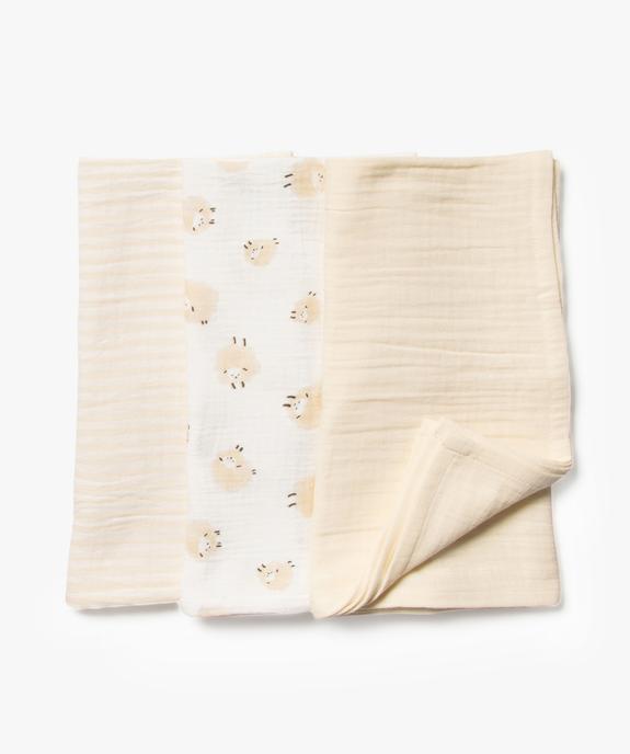 Langes bébé en gaze de coton pour bébé (lot de 3) vue1 - GEMO 4G BEBE - GEMO