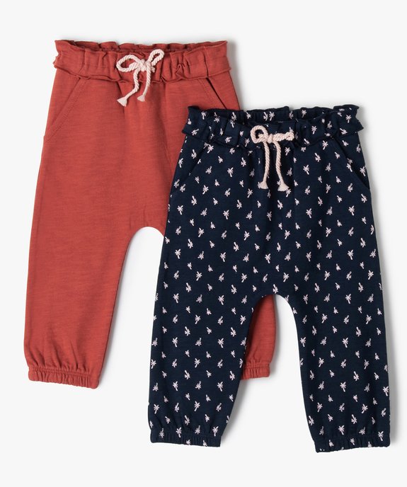 Pantalon bébé fille en maille avec ceinture fantaisie (lot de 2) vue1 - GEMO(BEBE DEBT) - GEMO