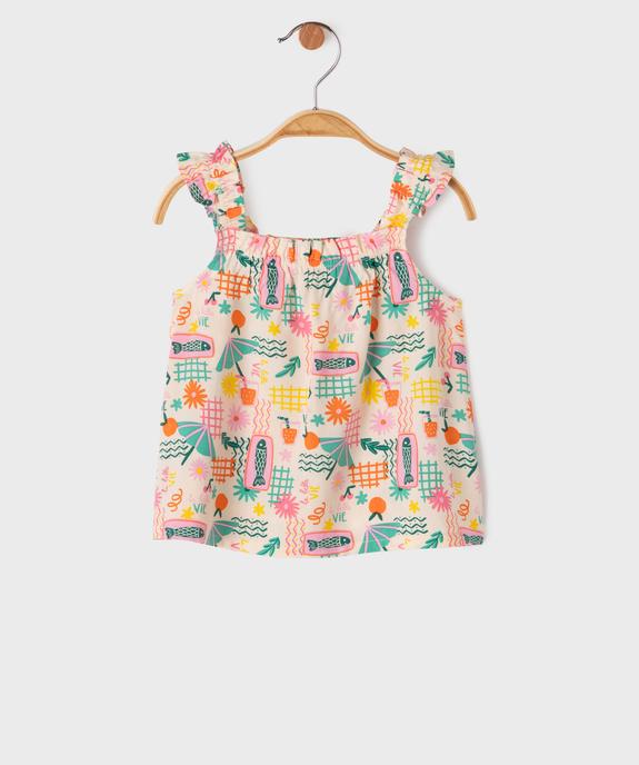 Blouse à  bretelles volantées en viscose imprimée bébé fille vue1 - GEMO(BEBE DEBT) - GEMO