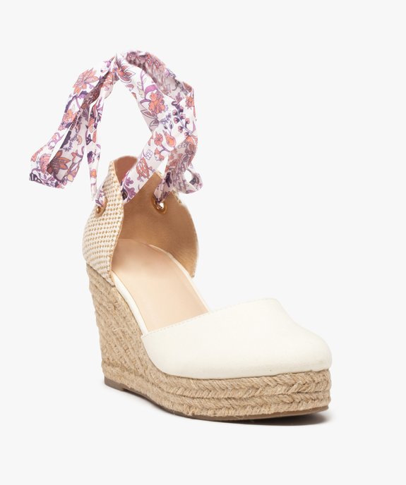 Sandales femme en toile avec semelle compensée en corde vue2 - GEMO 4G FEMME - GEMO