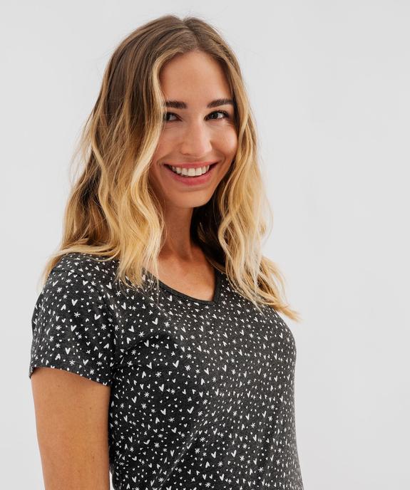 Chemise de nuit à manches courtes imprimée femme vue4 - GEMO 4G FEMME - GEMO