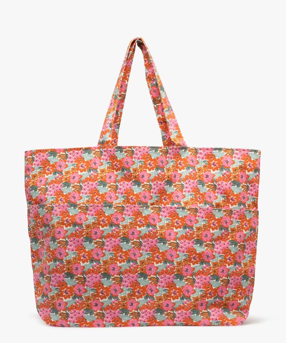 Totebag forme cabas en coton fleuri grandes dimensions femme vue1 - GEMO (ACCESS) - GEMO