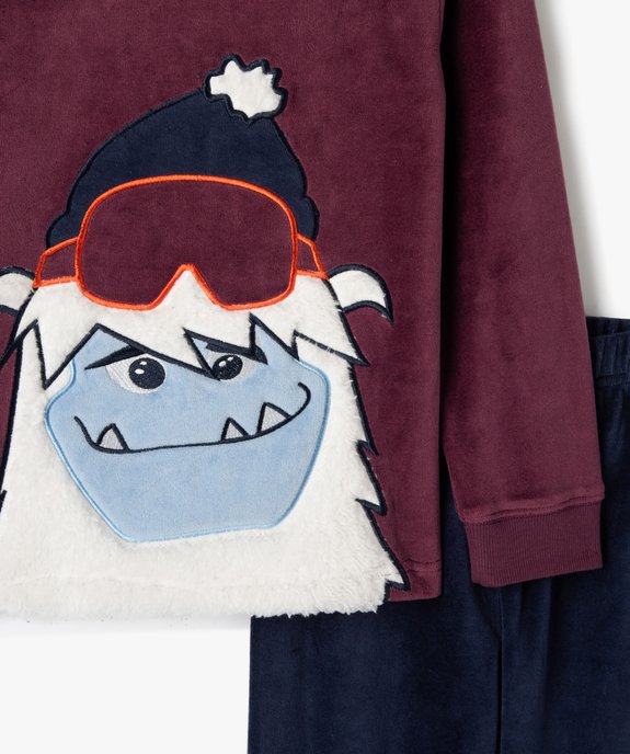 Pyjama en velours avec motif monstre garçon vue3 - GEMO (ENFANT) - GEMO