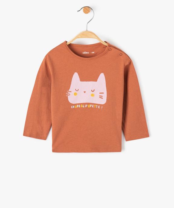 Tee-shirt bébé fille à manches longues imprimé à fentes latérales vue1 - GEMO(URBAIN) - GEMO