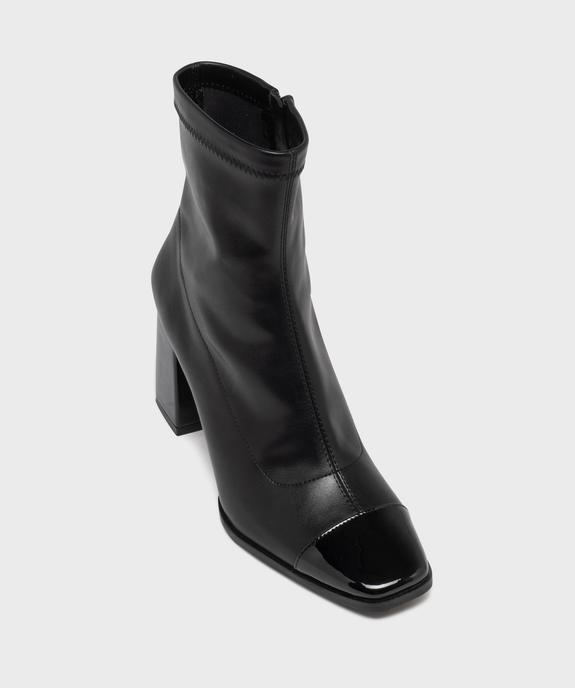 Boots chaussettes à talon et bout carré verni femme vue6 - FOLLOW ME G4G - GEMO