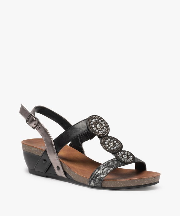 Sandales femme à talon compensé et brides strass vue2 - GEMO(URBAIN) - GEMO
