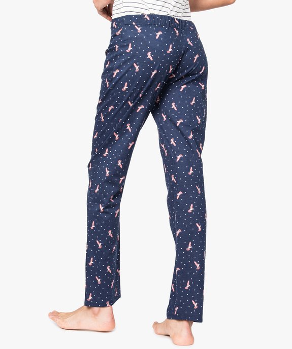 Bas de pyjama imprimé à cordon pompons vue3 - GEMO(HOMWR FEM) - GEMO