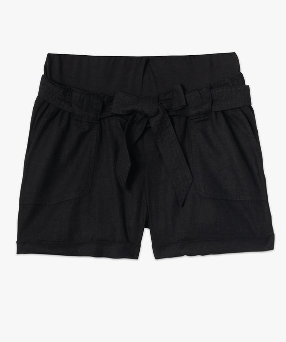 Short de grossesse en lin avec ceinture stretch vue4 - GEMO 4G MATERN - GEMO