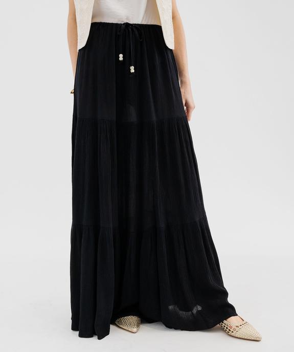 Jupe longue à volants en viscose froissée femme vue2 - GEMO(FEMME PAP) - GEMO