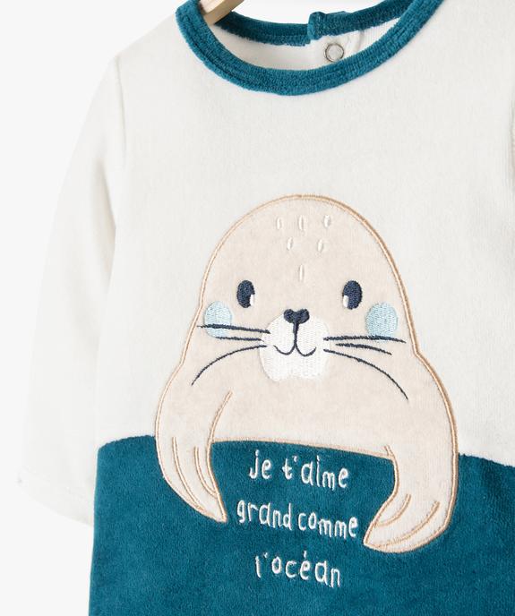 Pyjama dors-bien en velours bicolore bébé vue2 - GEMO(BB COUCHE) - GEMO