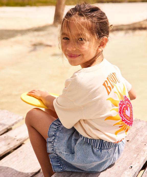 Tee-shirt manches courtes imprimé devant et dos fille  vue1 - GEMO 4G FILLE - GEMO