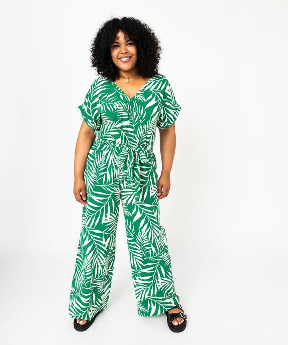 Combinaison pantalon manches courtes fluide femme grande taille vue1 - GEMO (G TAILLE) - GEMO