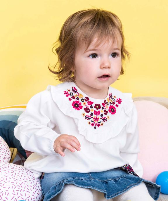 Blouse avec broderies fleuries sur le col vue3 - GEMO(BEBE DEBT) - GEMO