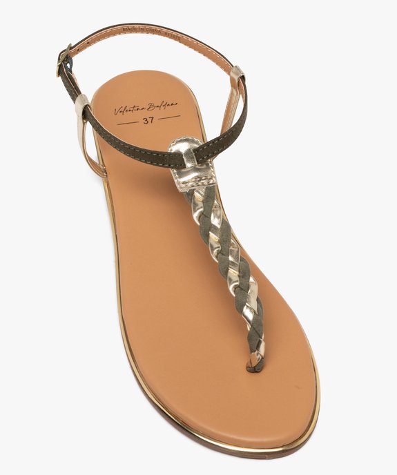 Sandales femme plates avec bride tressée à entre-doigt détails métallisés vue11 - VALENTINA BALDA - GEMO
