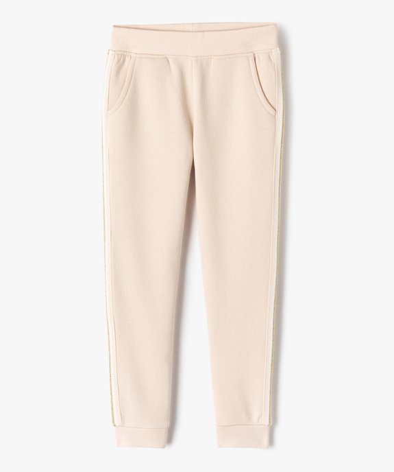 Pantalon de jogging fille avec bande pailletée sur les côtés vue1 - GEMO (ENFANT) - GEMO