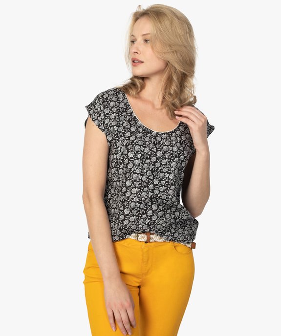 Blouse femme fleurie à dos fantaisie et bas élastiqué vue2 - GEMO(FEMME PAP) - GEMO