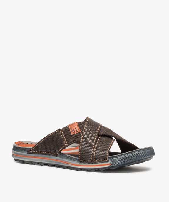 Sandales homme à larges brides croisées en textile vue2 - GEMO (CASUAL) - GEMO