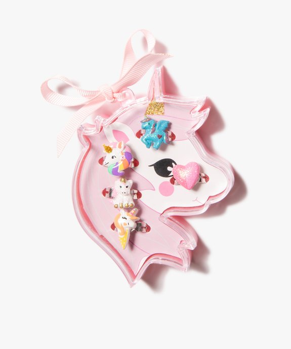 Bagues fille avec motifs licornes et coeur (coffret de 5) vue1 - GEMO (ENFANT) - GEMO