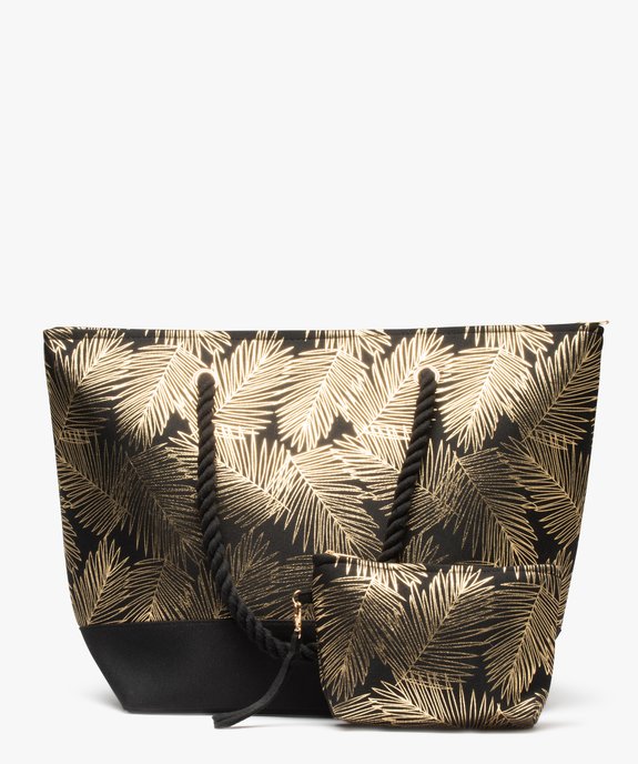 Sac de plage avec feuillage doré et pochette zippée amovible vue1 - GEMO (ACCESS) - GEMO